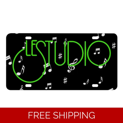 Le Studio License Plates White Music Notes